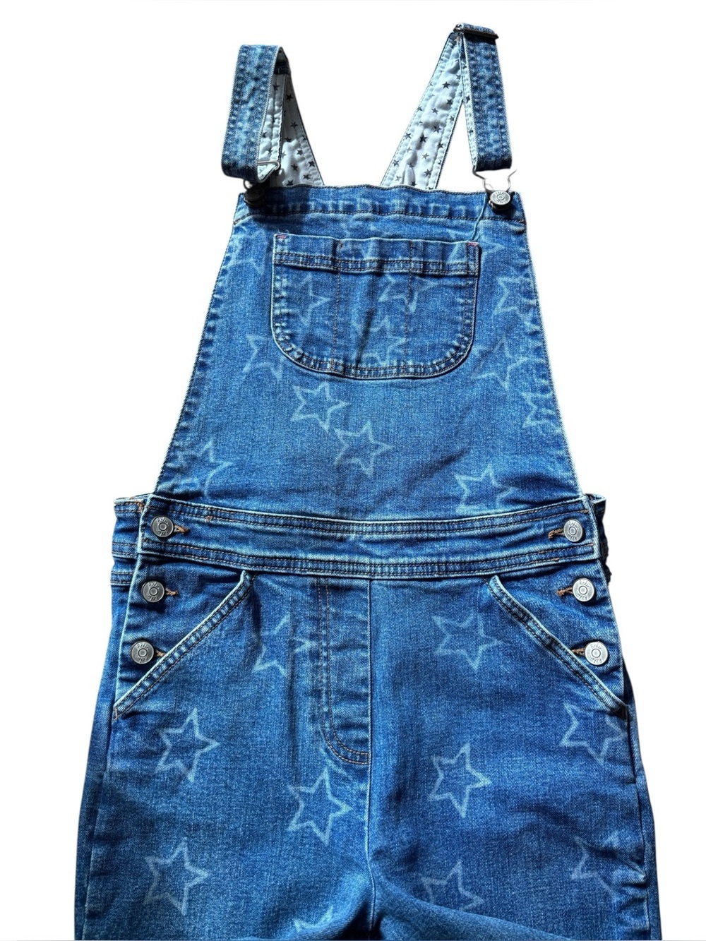 Boden Blue Star Print Denim Bib Overalls Dungarees Age 15–16
